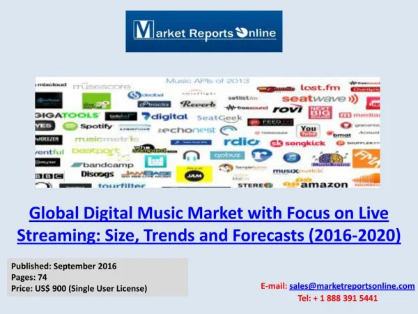 New Report Study on Global Digital Music Market Trends & Forecasts 2016-2020