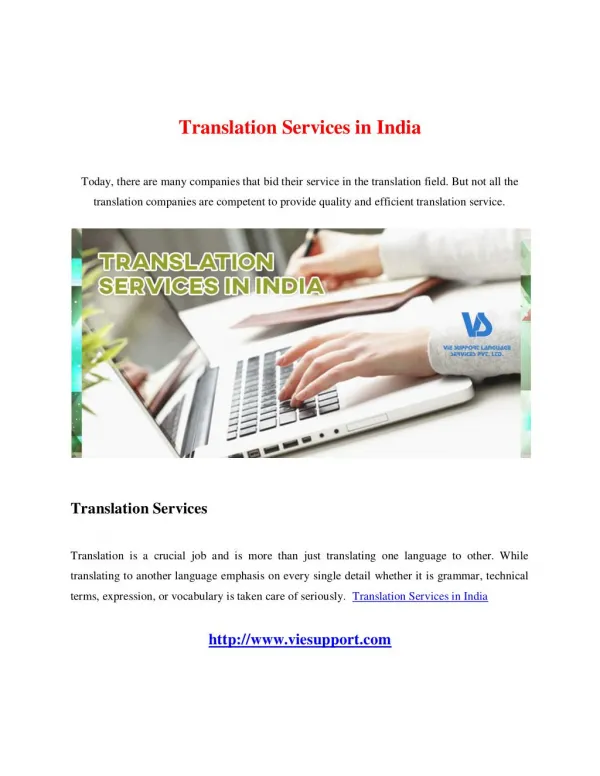 Translation Services in India