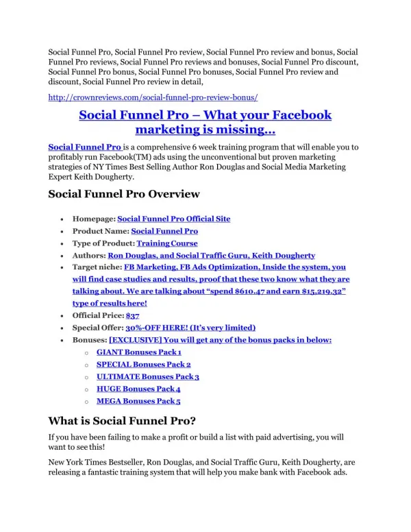 Social Funnel Pro review - 65% Discount and FREE $14300 BONUS