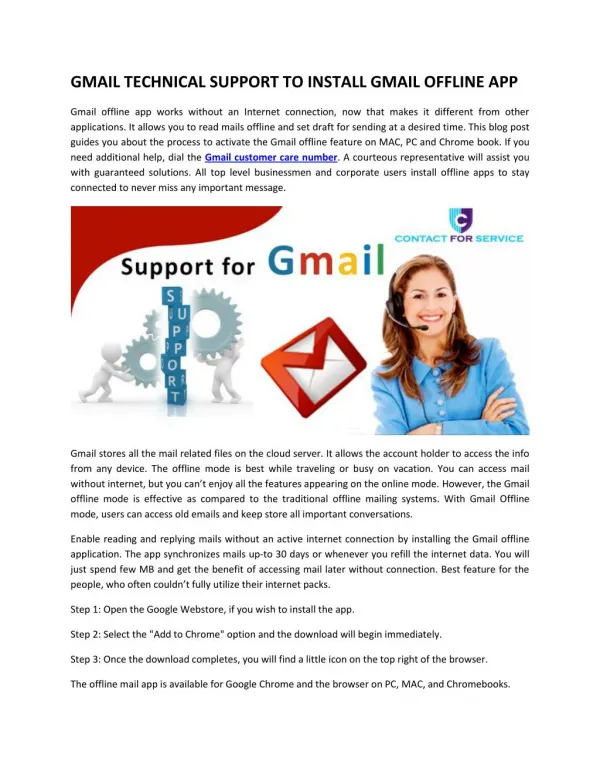 GMAIL TECHNICAL SUPPORT TO INSTALL GMAIL OFFLINE APP