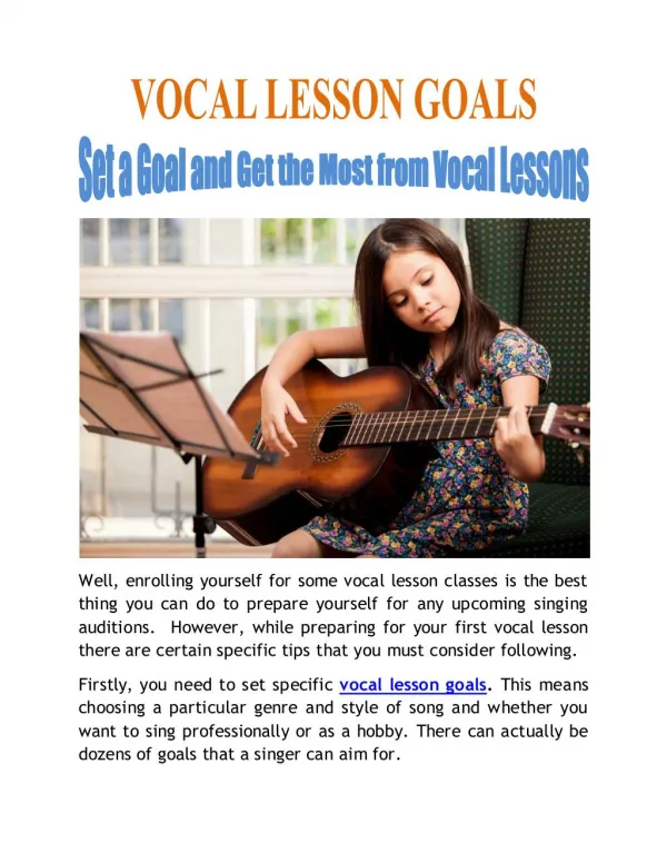 Set a Goal and Get the Most from Vocal Lessons!