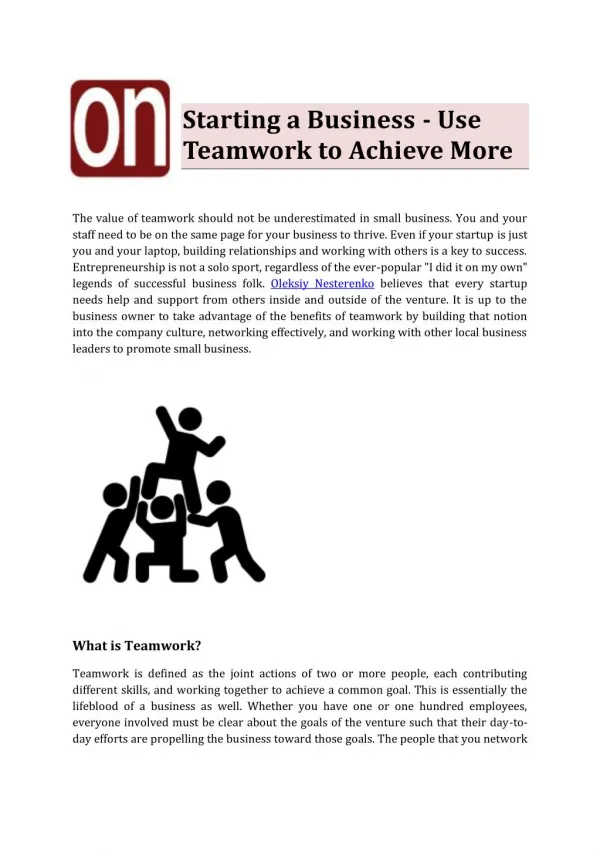 Oleksiy Nesterenko - Use Teamwork to Achieve More