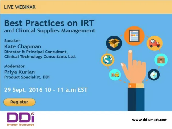 Webinar: Best practices on INTERACTIVE RESPONSE TECHNOLOGY (IRT) and Clinical Supplies Management