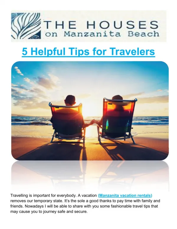 5 Helpful Tips for Travelers