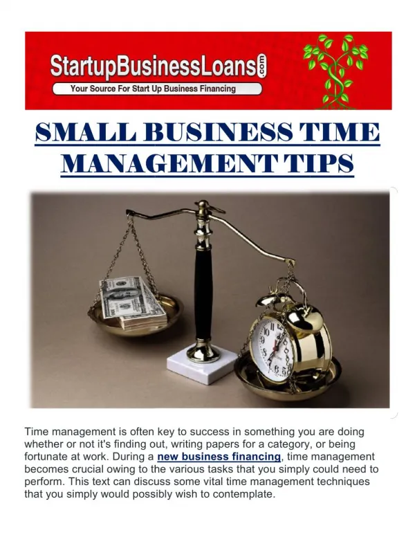 SMALL BUSINESS TIME MANAGEMENT TIPS