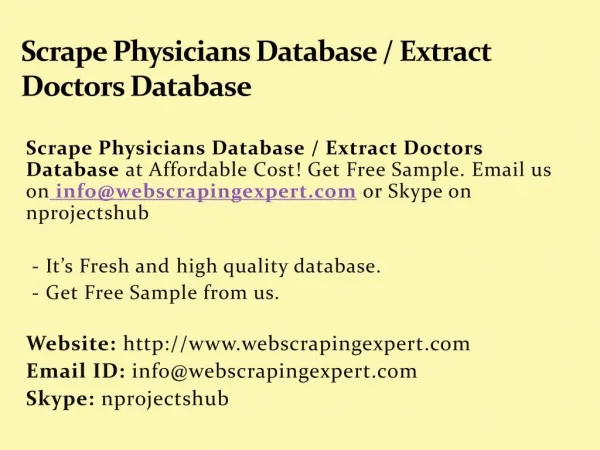 Scrape Physicians Database / Extract Doctors Database