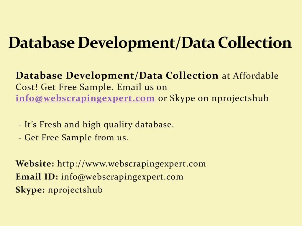database development data collection