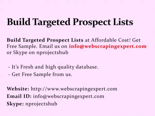 Build Targeted Prospect Lists
