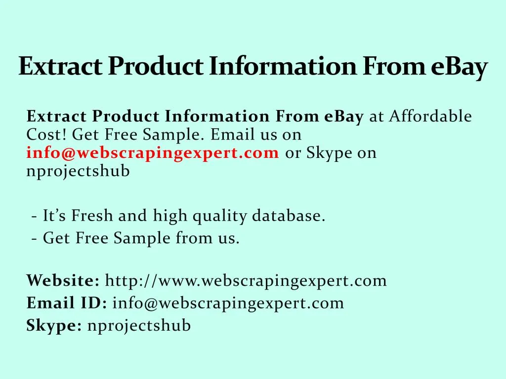 extract product information from ebay