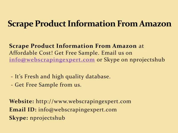 Scrape Product Information From Amazon