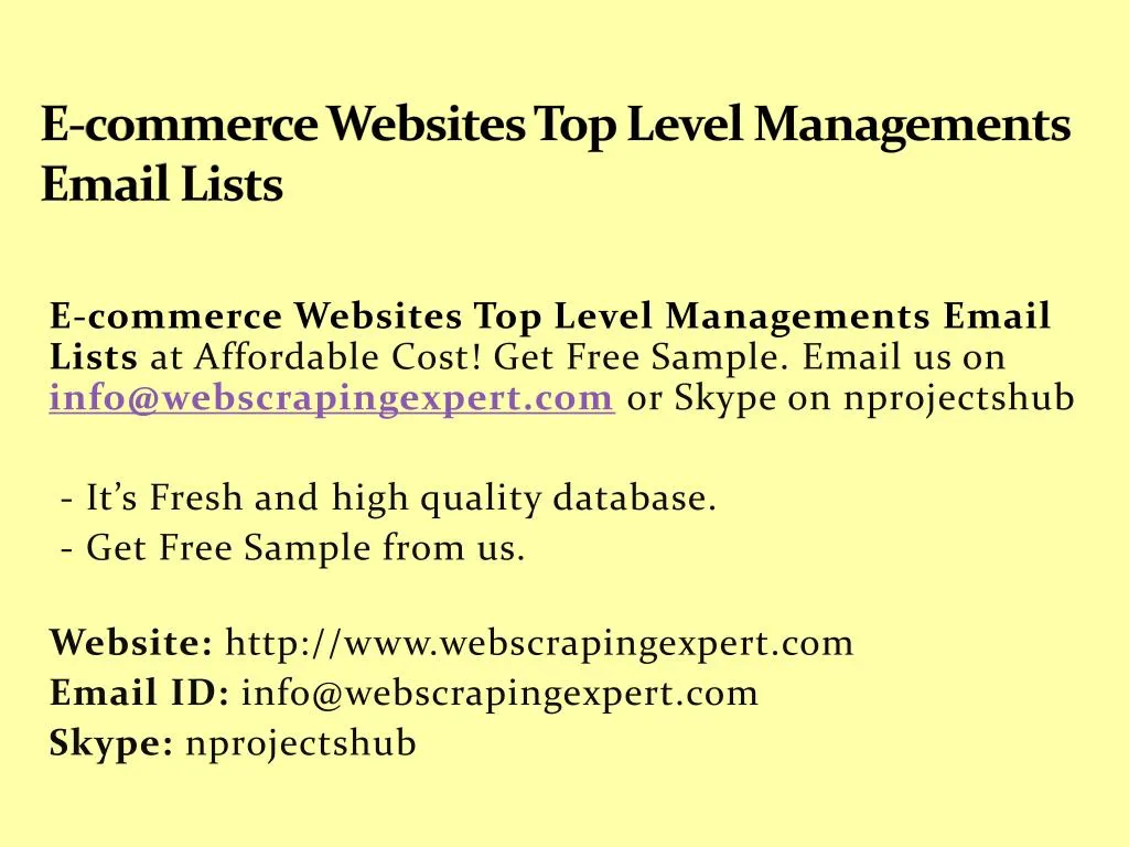 e commerce websites top level managements email lists