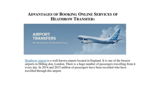 Advantages of Booking Online Services of Heathrow Transfers