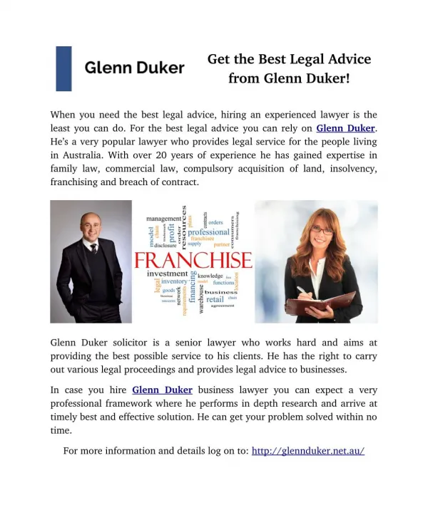 Get the Best Legal Advice from Glenn Duker!