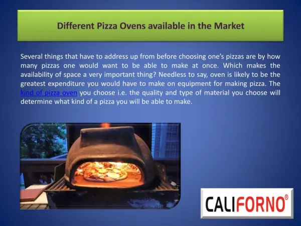 Different Pizza Ovens available in the Market