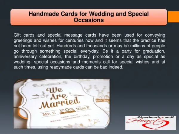 Handmade Cards for Wedding and Special Occasions