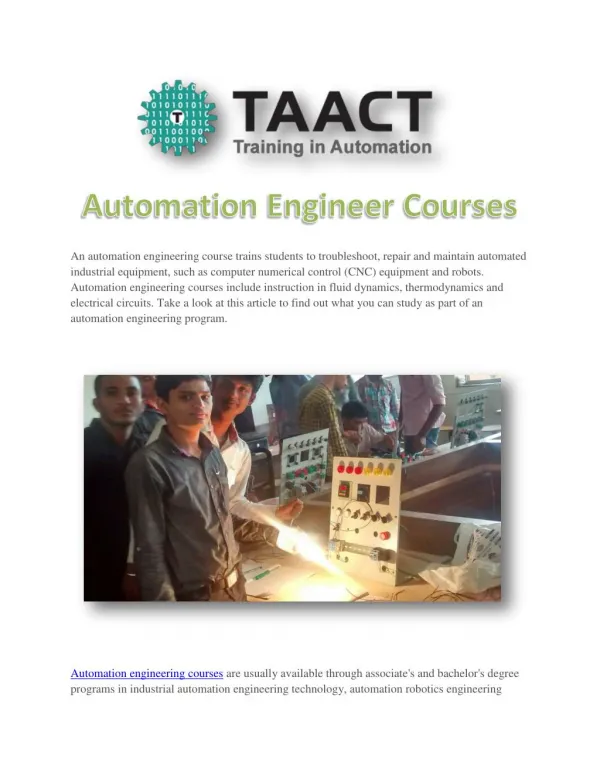 Automation Engineer Courses