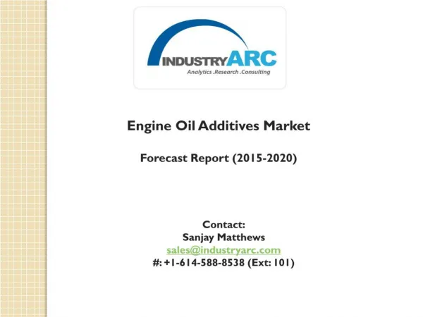 Engine Oil Additives Market: Americas are the leading market through 2020
