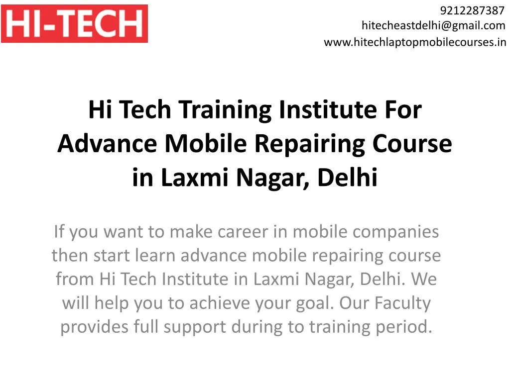 hi tech training institute for advance mobile repairing course in laxmi nagar delhi
