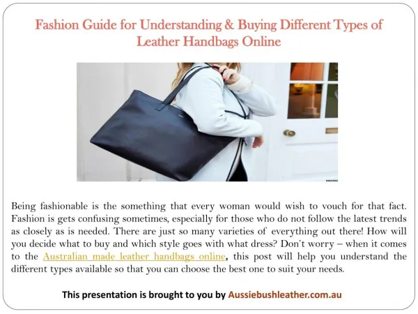 Fashion Guide for Understanding & Buying Different Types of Leather Handbags Online