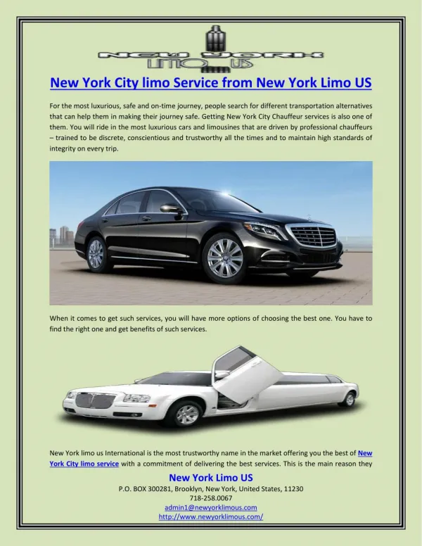 New York City limo Service from New York Limo US