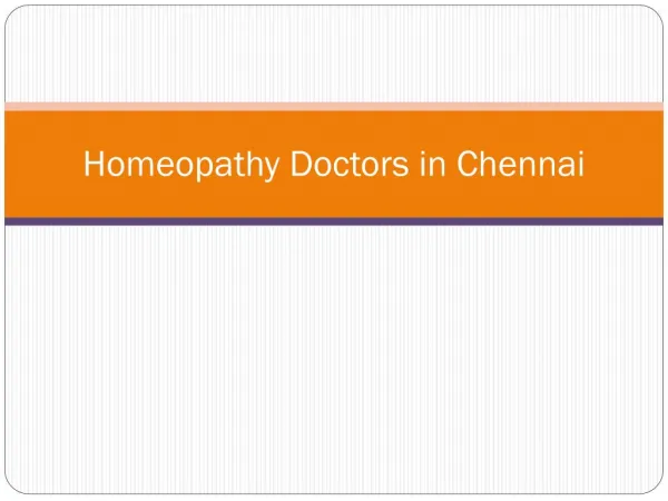 Homeopathy Doctors in Chennai