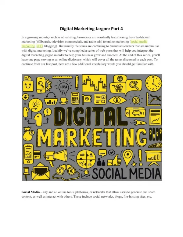 Digital Marketing Jargon: Part 4