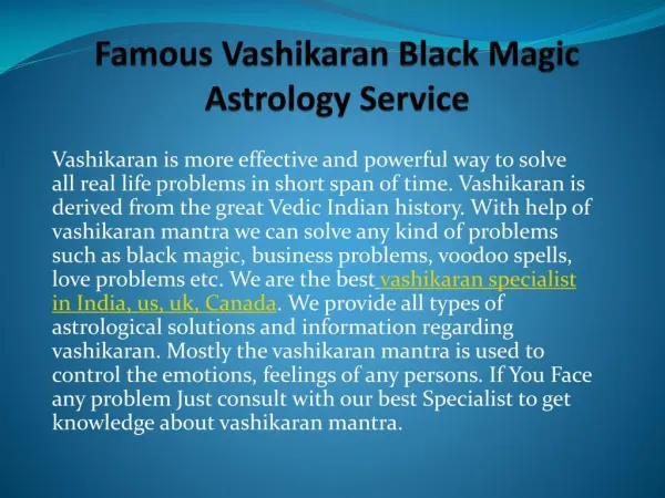 Famous Vashikaran Black Magic Astrology Service
