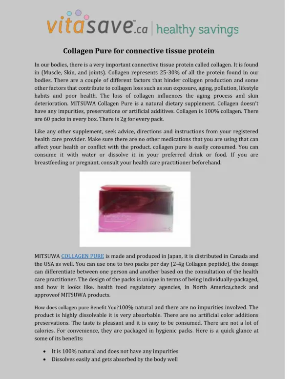 Collagen Pure for connective tissue protein