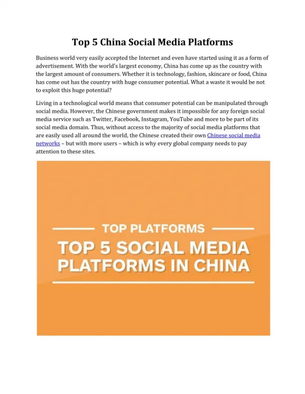 Top 5 China Social Media Platforms