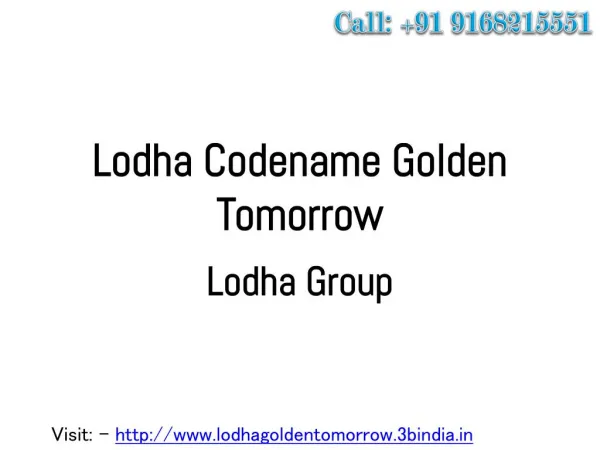 Lodda Developer New Project Lodha Golden Tomorrow Thane Mumbai