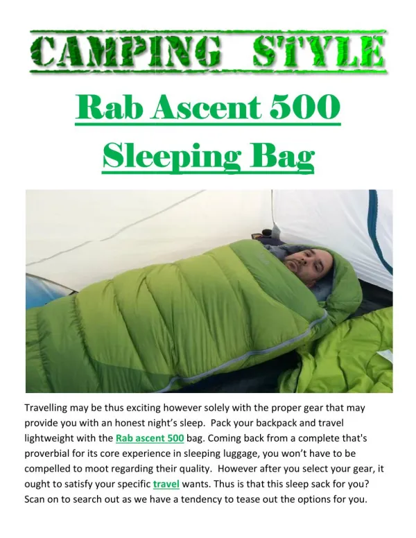 Rab Ascent 500 Sleeping Bag