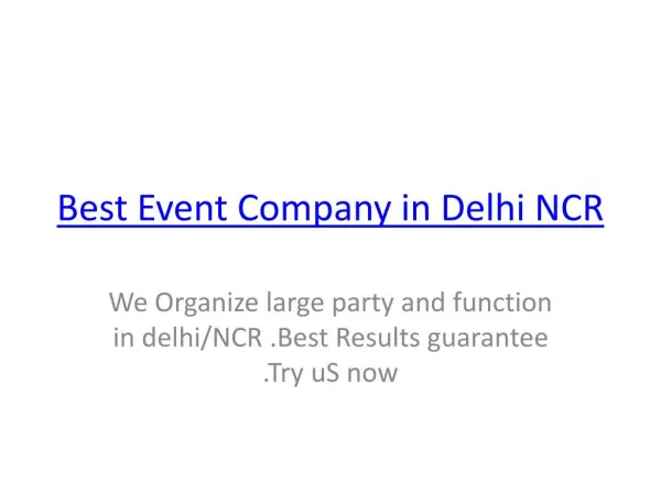 Best Event Company in Delhi NCR