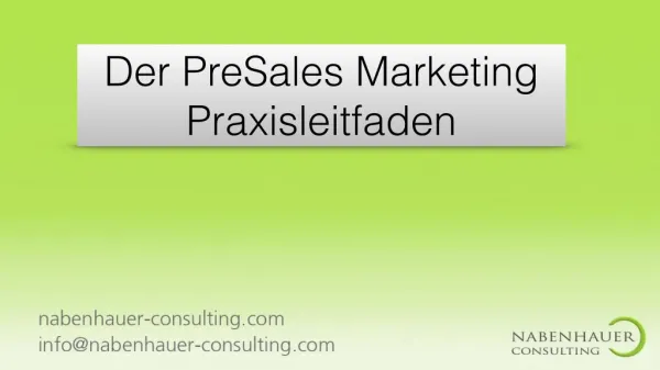PreSales Marketing-Praxisleitfaden "XING erfolgreich nutzen"