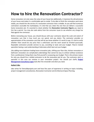 How to hire the Renovation Contractor? - slide 1