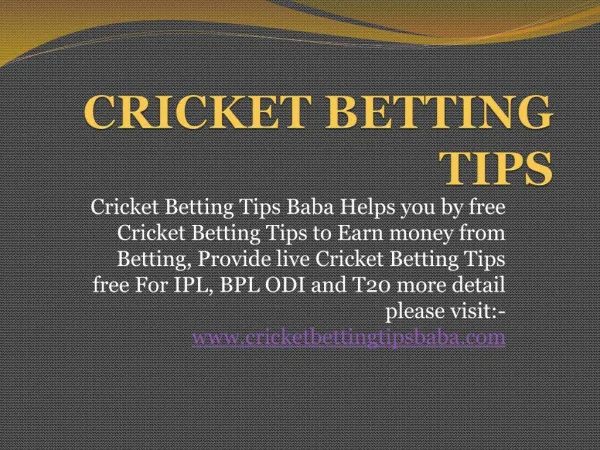 Cricket betting Tips free