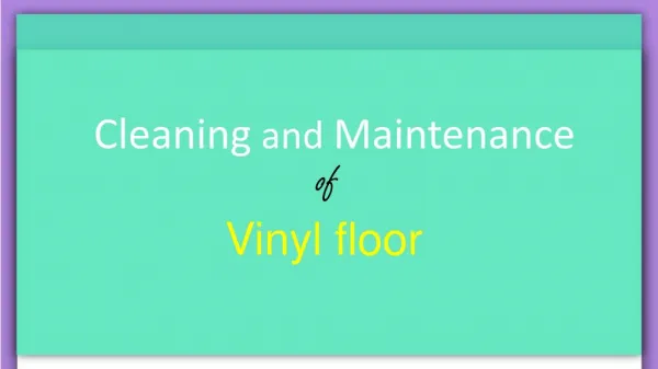 Cleaning and Maintance of Vinyl Floor
