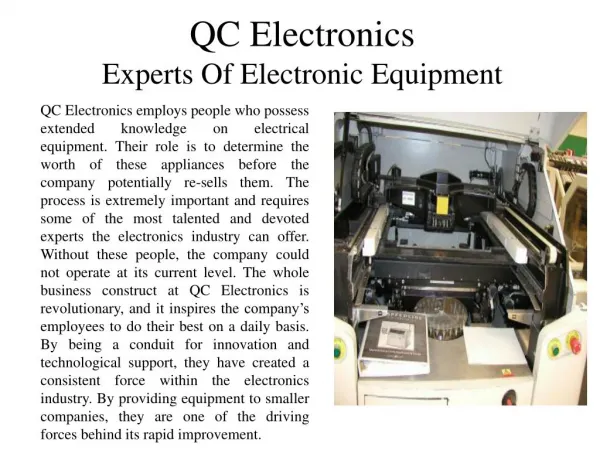 QC Electronics - Experts Of Electronic Equipment