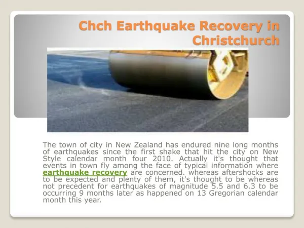 Chch Earthquake Recovery in Christchurch
