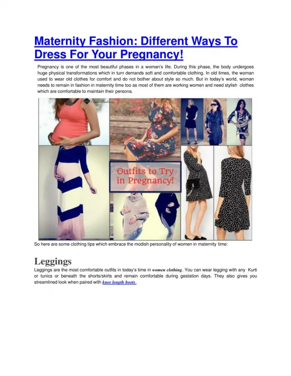 Maternity Fashion: Different Ways To Dress For Your Pregnancy!