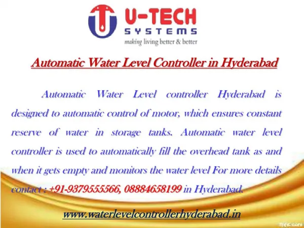 Water Level Controller in Hyderabad: 09379555566