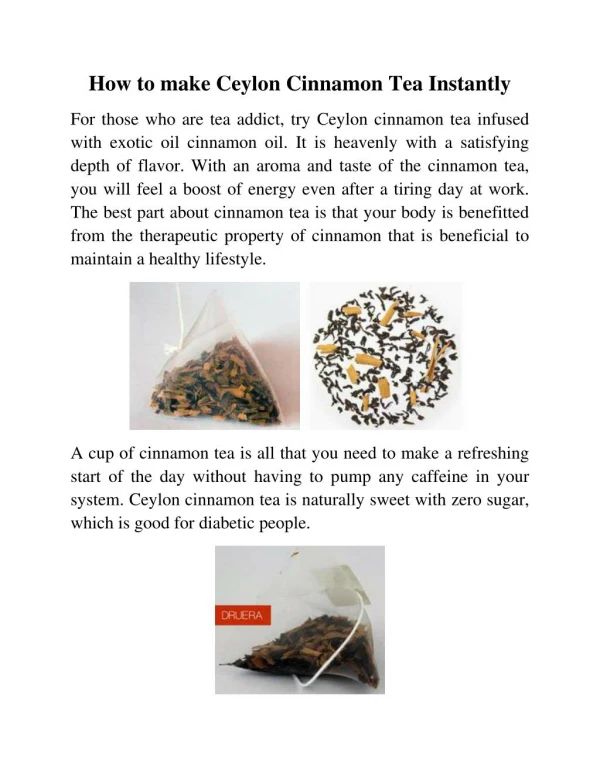How to make Ceylon Cinnamon Tea Instantly?