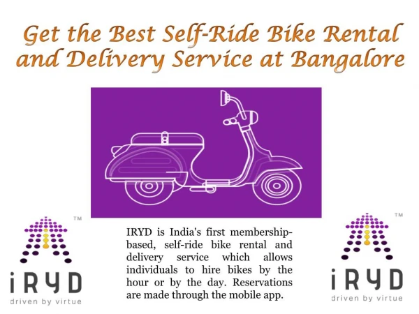 Get the Best Self-Ride Bike Rental and Delivery Service at Bangalore