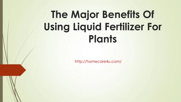 The Major Benefits Of Using Liquid Fertilizer For Plants