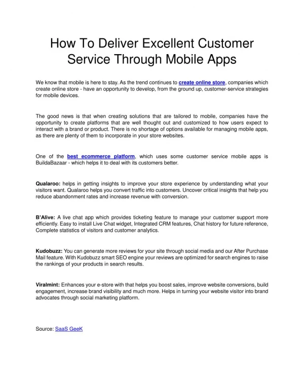 How To Deliver Excellent Customer Service Through Mobile Apps