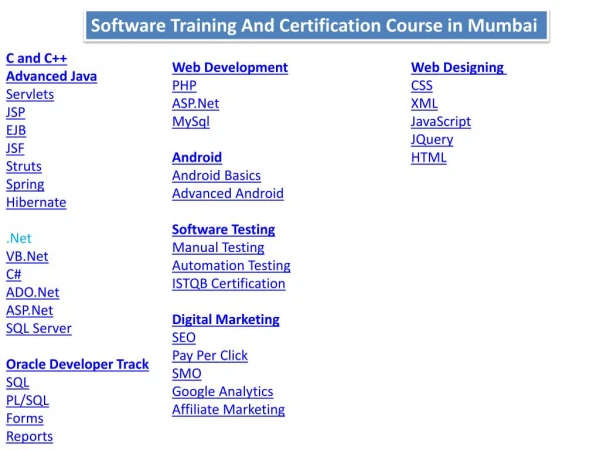 Software Training Institute in Mumbai | Software Courses