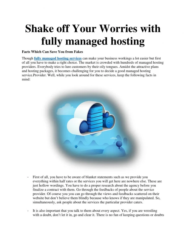 Shake off Your Worries with fully managed hosting