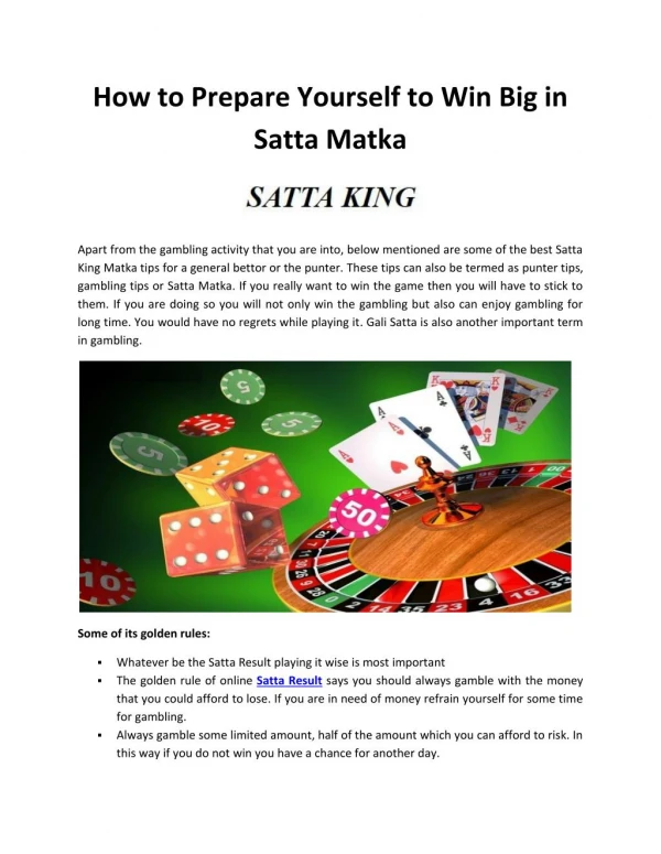 How to prepare yourself to win big in satta matka