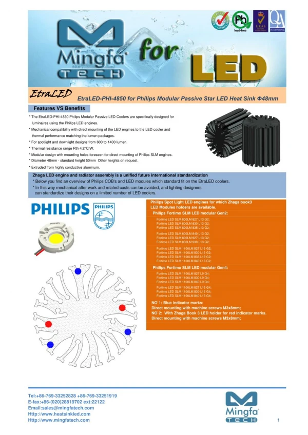 EtraLED-PHI-4850 for Philips Modular Passive Star LED Heat Sink