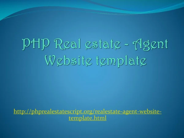 PHP Realestate - Agent Website template