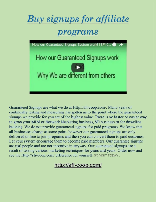 Buy signups for affiliate programs